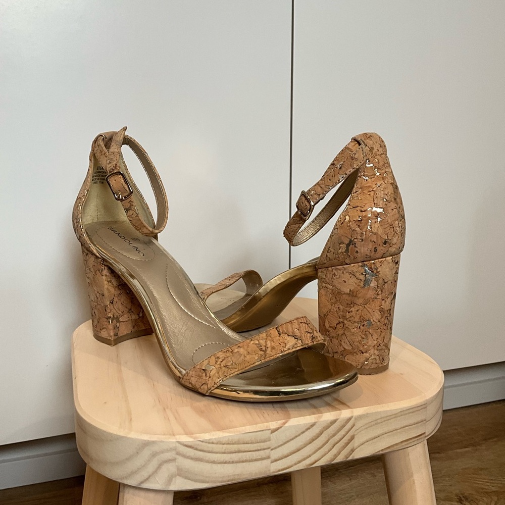 Cork Block Heel Sandals, size 8.5 super cute strappy